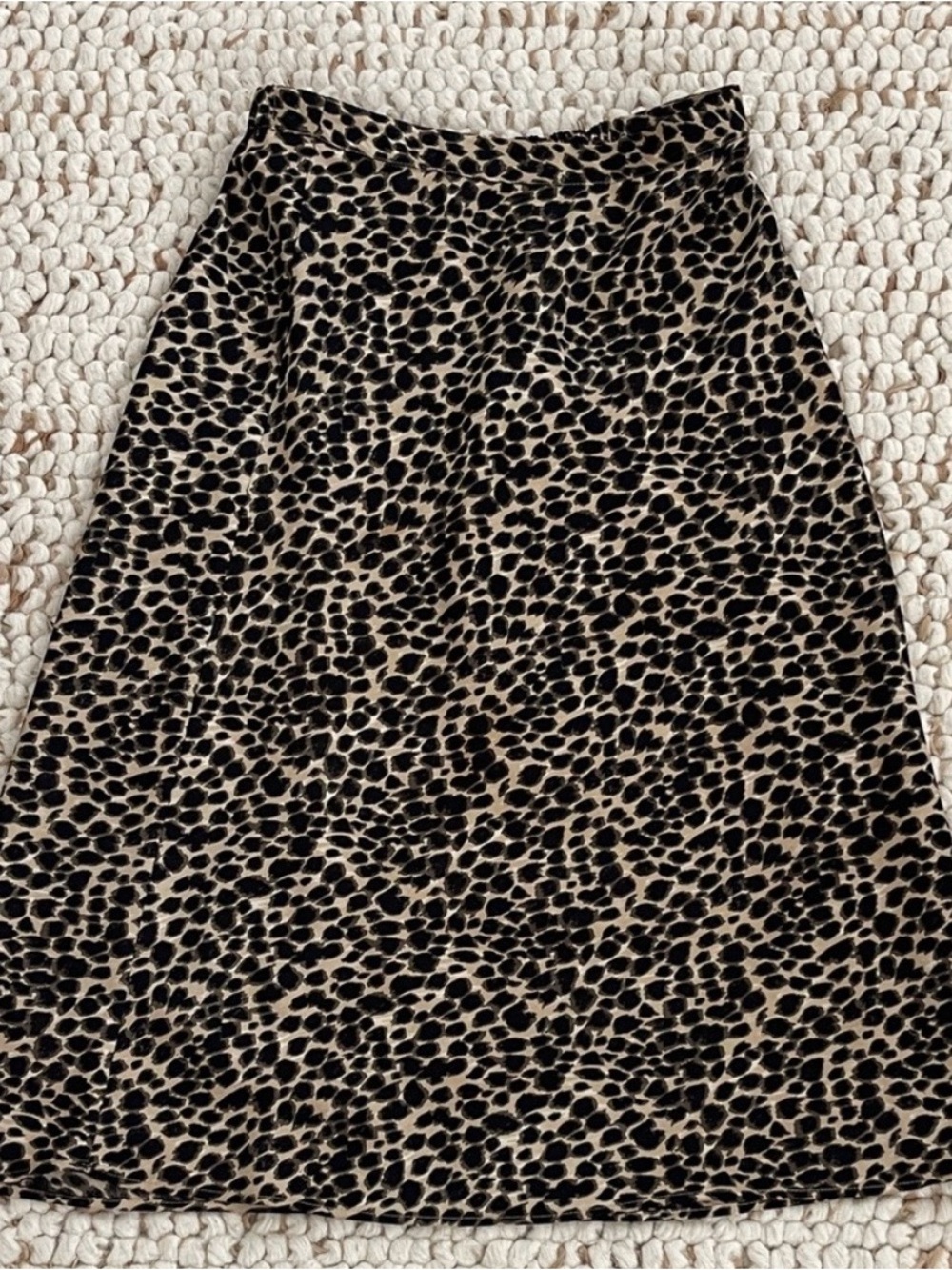 J.Crew  Leopard Print Pull On Elastic Waistband A-Line Midi Skirt - Brown - Picture 3 of 4